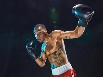 Boxer with gloves up