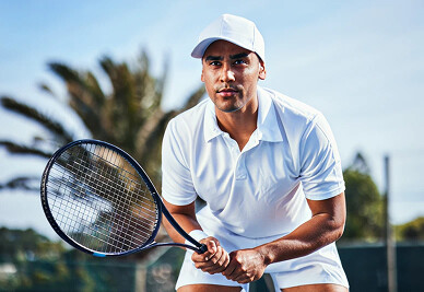 Tennis player ready to serve